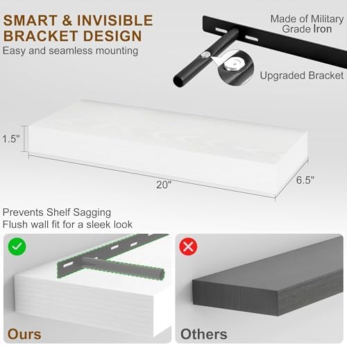 Fun Memories Floating Shelves for Wall, 20Inch Floating Shelves Set of 2 - Image 2
