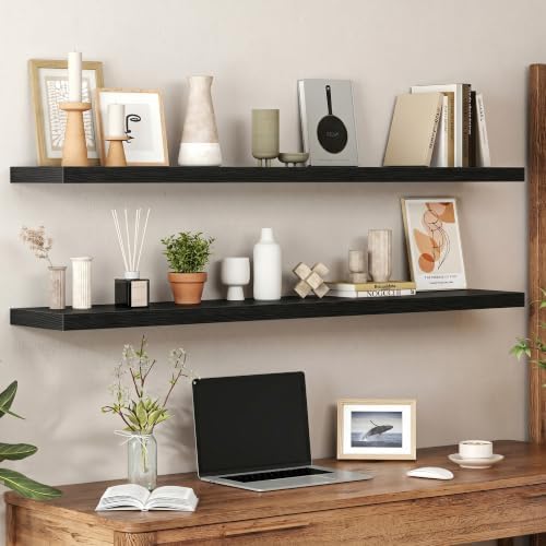 Heimlove Floating Shelves 55.1" W x 9.3" D Black Set of 2 - Image 2