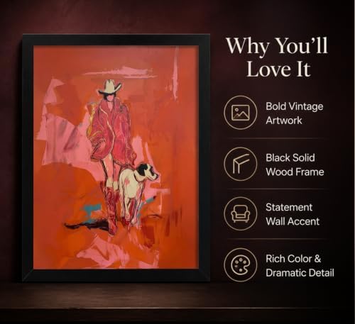 Framed Western Cowgirl Canvas Wall Art, Funky Western Picture Wall Decor - Image 2