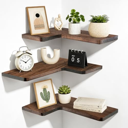 Solid Wood Corner Floating Shelves by ABSWHLM