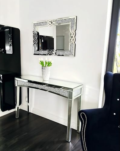 Crushed Diamond Mirror Silver: Rectangular Wall Decor 35.4"x23.6" - Image 2