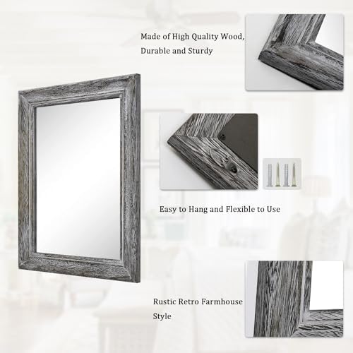 Wooden Mirror with Rectangle Framed Rustic Hanging Mirrors - Image 7