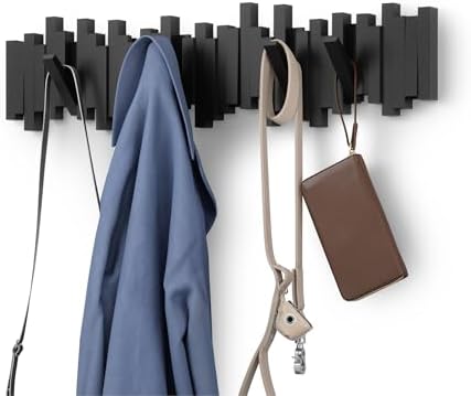 Umbra Sticks Wall Coat Rack, Wall Mount 8 Retractable Hooks by Umbra
