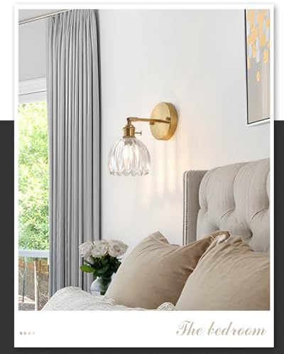 Plug in and Hardwired Wall Sconces, Luxury Vintage Tulip Crystal Glass Shade - Image 6
