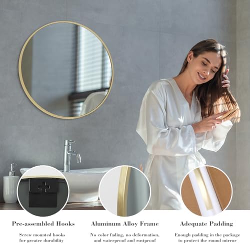 Sweetcrispy 24 Inch Round Wall Mirror, Bathroom Mirror - Image 6