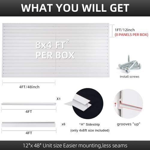 FRAYSCENT Slat Wall Paneling Garage Slat Wall Storage Systems Slatwall Panels - Image 3