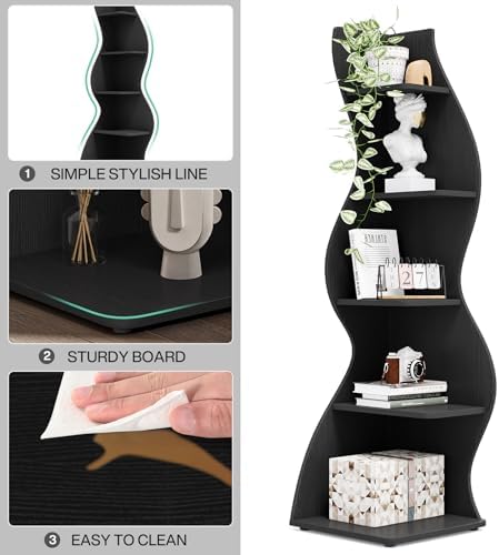 Tribesigns Corner Shelf, Modern 5-Tier Wall Corner Bookshelf, Stylish Corner - Image 5