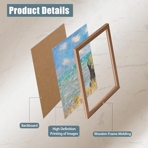 Monet Coastal Landscape Canvas Wall Art 2Pcs Framed Home Decor 12X16 Inch - Image 5