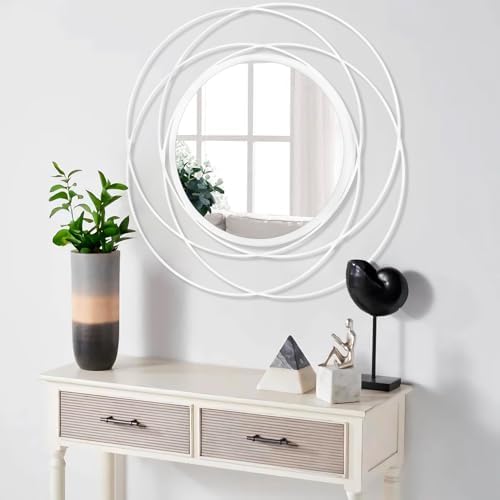 24 inch Round Mirror White, Circle Wall Mirror - Image 5