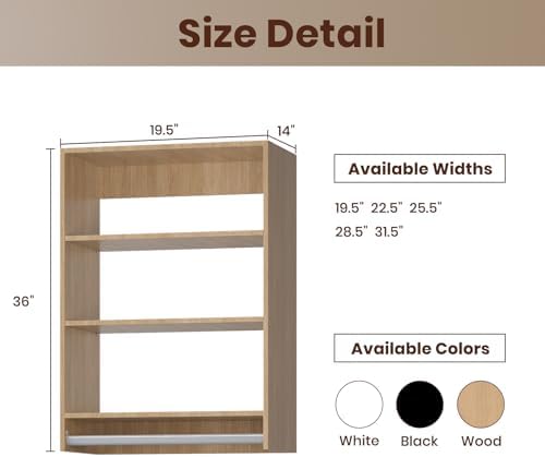 ROOMTEC 19.5" Medium Hanging Closet Unit, Modular Closet System - Image 2