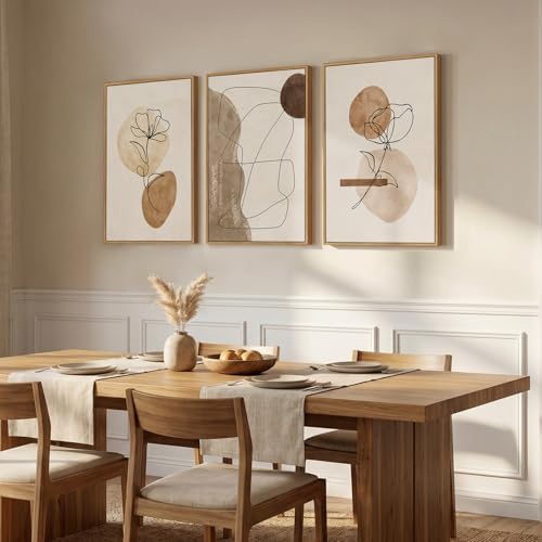 Framed Neutral Abstract Boho Modern Wall Art - Image 2