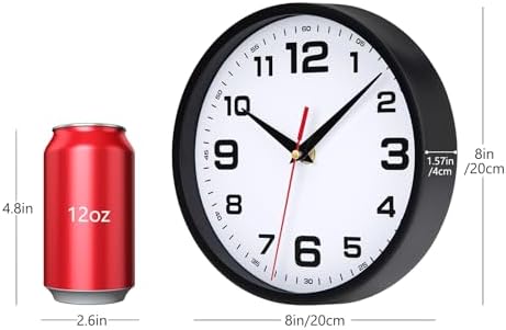 Wall Clock Silent Non-Ticking 8 Inch Clocks Battery Operated - Image 3