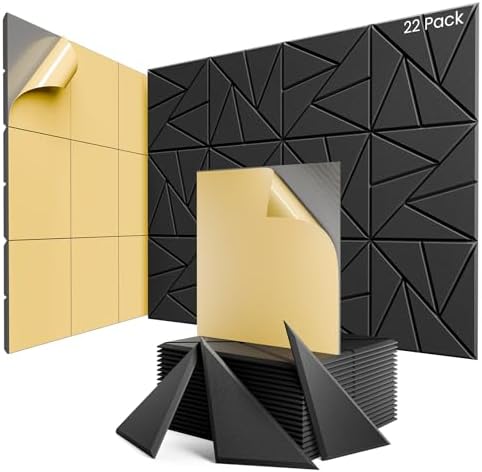 22 Pack Self-Adhesive Acoustic Panels, Sound Proof Foam Panels by ROOME