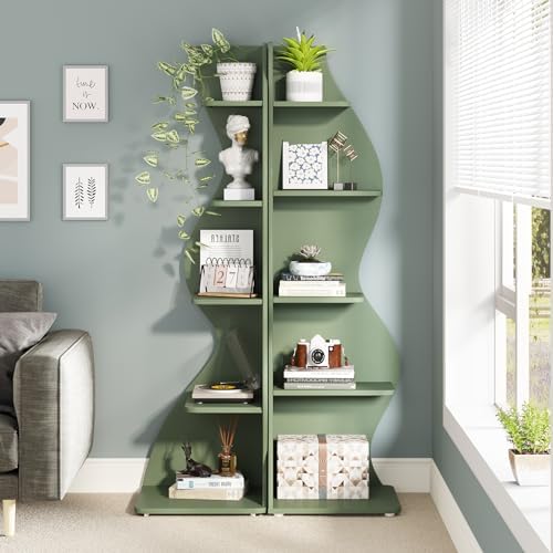 Tribesigns Corner Shelf, Modern 5-Tier Wall Corner Bookshelf, Stylish Corner - Image 4