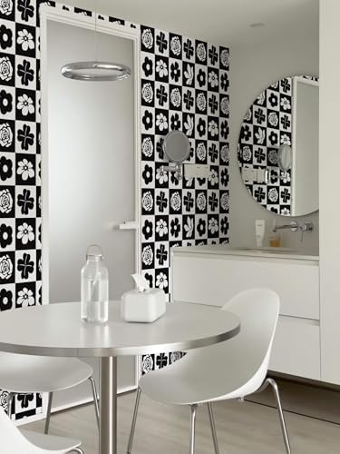 Heroad Peel and Stick Wallpaper Modern Contact Paper Black and White Floral - Image 4