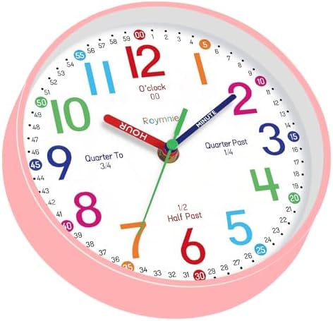 Roymnie Wall Clock 8 Inch for Kids Learning to Tell Time Easily Non Ticking - Image 7