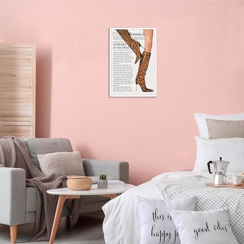 Trendy Newspaper Canvas Wall Art Trendy Leopard Room Decor Fashion Leopard - Image 3