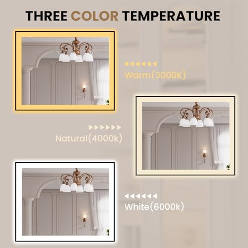 LOAAO 40"X32" LED Bathroom Mirror Black Framed - Image 6