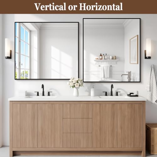 DESBING Black Bathroom Mirror for Wall, 36x40 Inch Rectangle Mirrors - Image 6