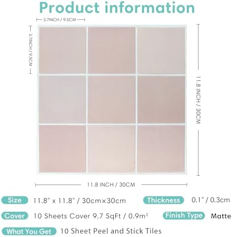 Commomy Matte 3D Peel and Stick Tile 10 Pcs 11.8"x11.8" - Image 5