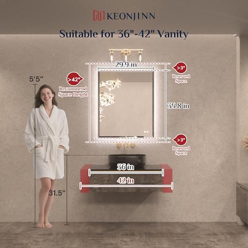 Keonjinn 30" x 36" LED Bathroom Mirror - Image 6