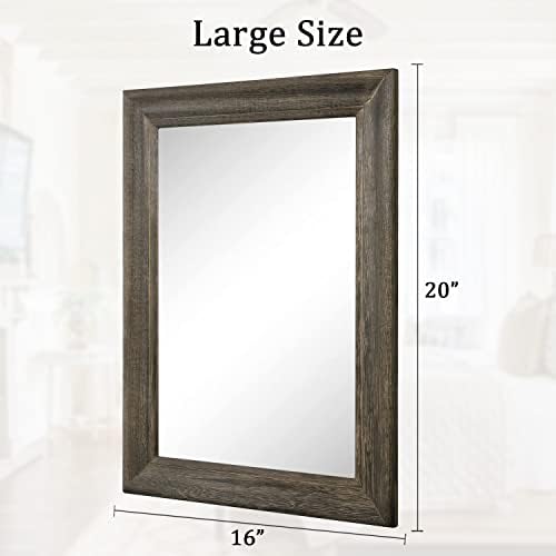 Retro Wall Mirror with Wood Framed Large Rectangle Hanging Mirrors 20"x16" - Image 6