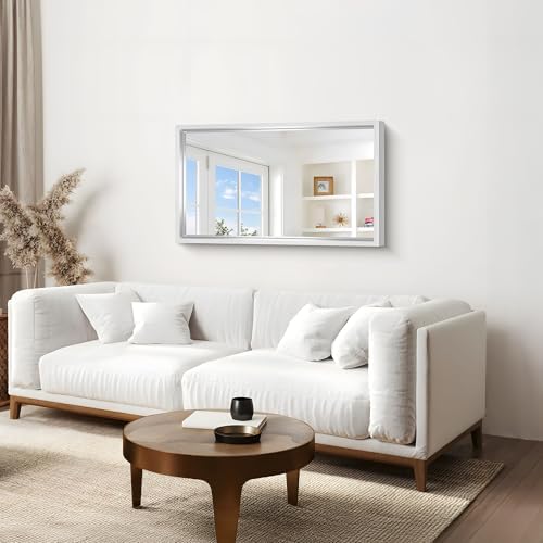 24 x 40 inch Brushed Silver Bathroom Mirror, Metal Framed Rectangle Mirror - Image 6
