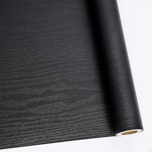 Abyssaly Black Wood Contact Paper Peel and Stick Wallpaper by Abyssaly