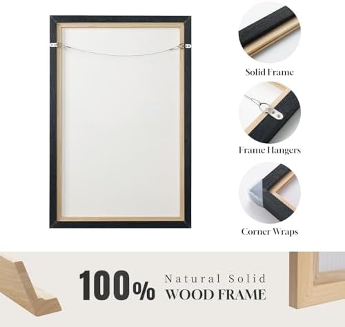 Extra Large Framed Black White Gold Abstract Wall Art, Vertical 40x60 In - Image 6