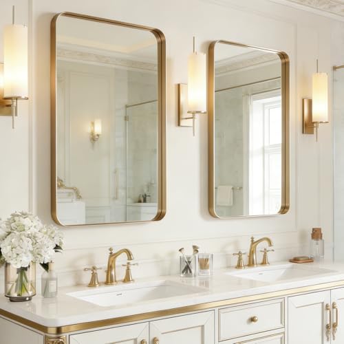 USHOWER Gold Bathroom Mirrors for Over Sink 24"x36" 2 Pack by USHOWER
