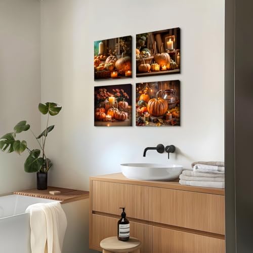 Fall Wall Art Fall Pumpkin Canvas Pictures Bathroom Autumn Decor Thanksgiving - Image 3