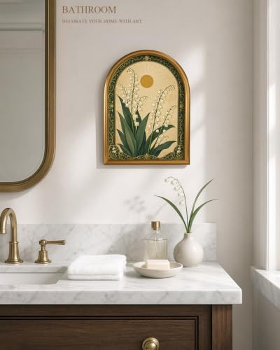 VIYYIEA Arched Framed Floral Wall Art, Sage Green Botanical Home Decor - Image 2