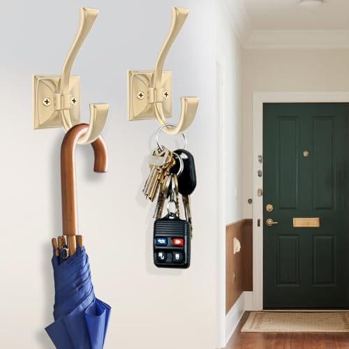 TOFIIGREM 2 Pack Brushed Gold Wall Hooks - Image 2
