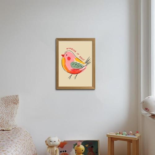 Framed Funny Bird Wall Art Winging It Canvas Picture Boho Wall Decor - Image 3
