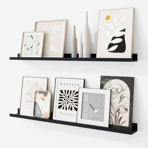 RICHFOCUS Picture Ledge Shelf, 36 inch Floating Shelves Set of 2, Wood Wall by RICHFOCUS