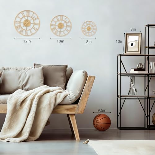Metal Wall Clock Roman Numerals Battery Operated Decor Clock Silent Non-Ticking - Image 3