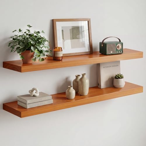 Homeforia 36 Inch Floating Shelves, High-End Solid Pine Wood by Homeforia