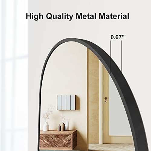 OGCAU 48" x 16" Arched Full Length Mirror Wall Mounted Hanging Mirror Black - Image 4