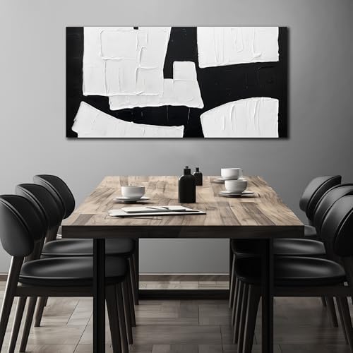 Black and White Abstract Art Wall Decor Minimalist Hand Painted Wall Art - Image 4