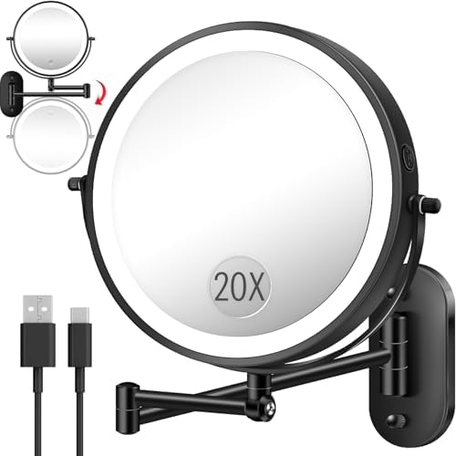 20X 9" Wall Mounted Magnifying Makeup Mirror by Unknown
