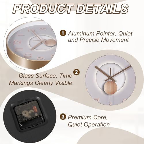PATIKIL 12 Inch Modern Wall Clock, Silent Non-Ticking Wall Clocks Sweep - Image 3