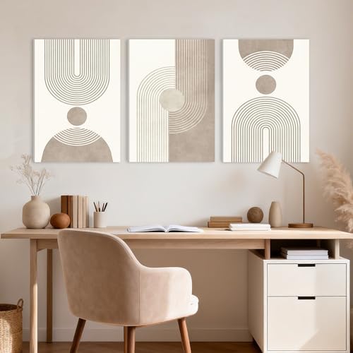 EJPFOGV Triptych Abstract Geometric Wrapped Canvas Wall Art 16x24 inches x3 - Image 4
