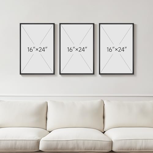 Framed Black and Beige Abstract Wall Art Set, 3 Piece Modern Canvas Prints - Image 3