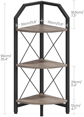 CHOEZON 3-Tier Corner Shelf, Industrial Corner Bookshelf, 35.4" Storage Stand - Image 2