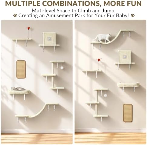 Cat Wall Shelves, 6-in-1 Cat Wall Furniture Set - Image 6