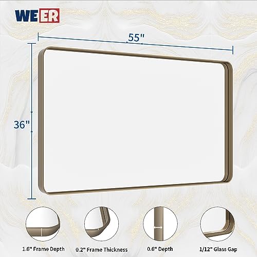 WEER Bronze Bathroom Vanity Mirror 55X36 Inch - Image 6