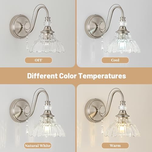 1 Piece Brushed Nickel Finish Wall Sconce, 1-Light Modern Wall Sconce - Image 7