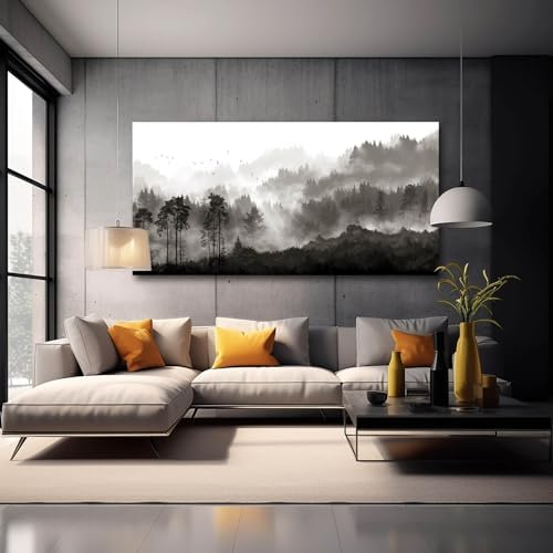 YJYart Large Artwork for Living Room Wall Canvas Art Mountains Nature Painting - Image 2