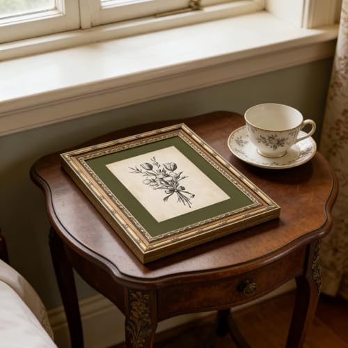 Gold Framed Wall Art Vintage Flower Sketch Wall Art Antique Sage Green - Image 7