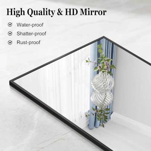 DESBING Black Bathroom Mirror for Wall, 36x40 Inch Rectangle Mirrors - Image 5